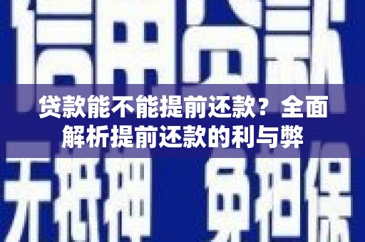 润州贷款能不能提前还款？全面解析提前还款的利与弊